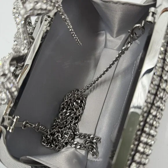 Self-Portrait Crystal Embellished Clutch With Bow Detail - Picture 11 of 13